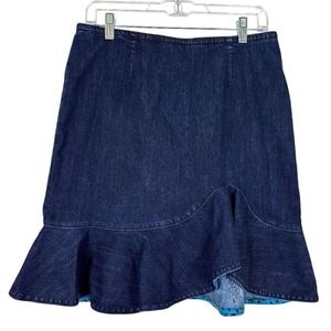 Leifsdottir Anthropologie Skirt Women's Size 10 Lana Denim Jean Ruffle Hem‎